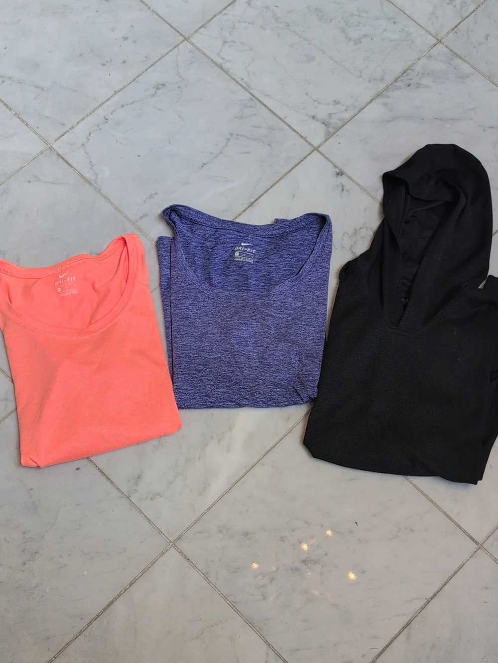 Nike Bundle. Size Women's M.  2 Dri-Fit Scoop Neck Tees. 1 Black Ribbed Hoodie